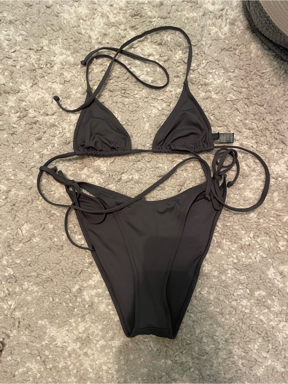 SKIMS Gray Triangle Tie-Side Bikini Set